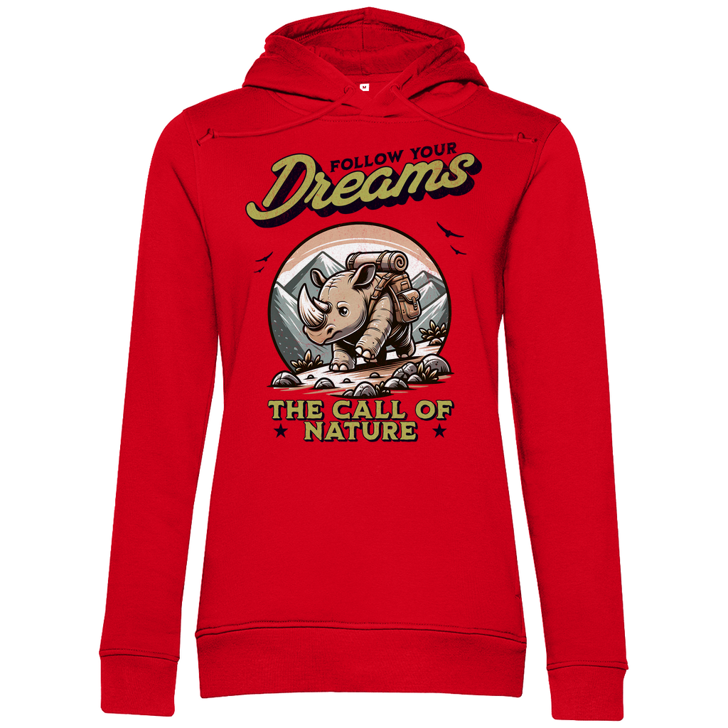 Damen Premium Bio Hoodie Nashorn - The call of nature