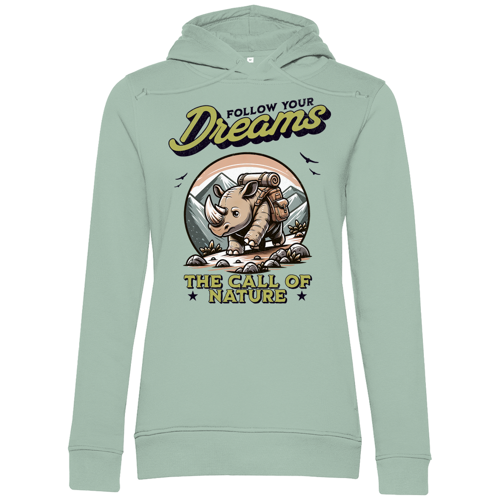 Damen Premium Bio Hoodie Nashorn - The call of nature