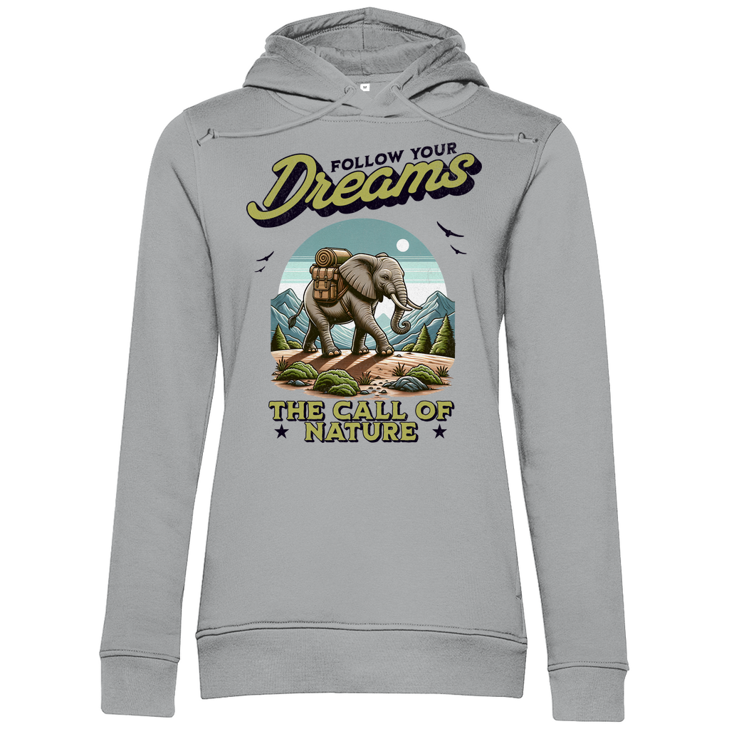 Damen Premium Bio Hoodie Elefant - The call of nature