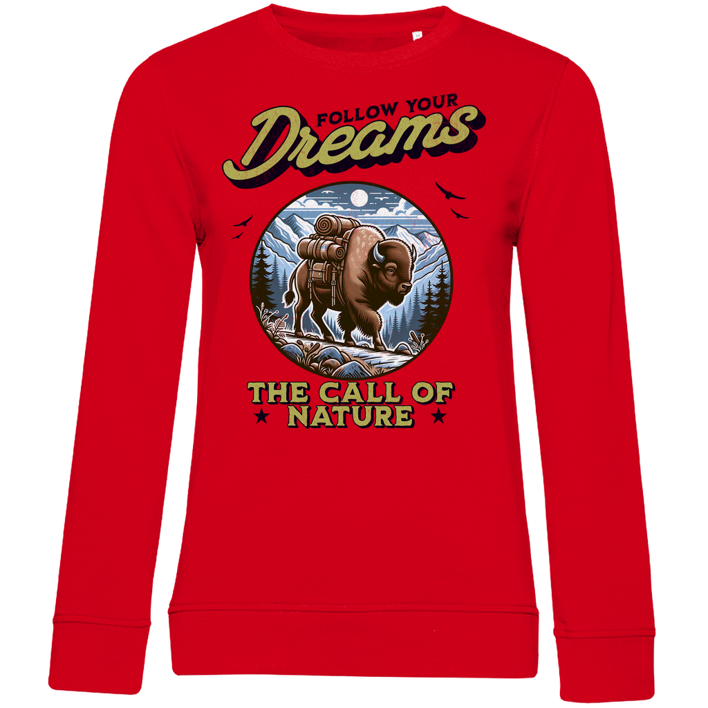 Damen Premium Bio Sweatshirt Bison  - The call of nature