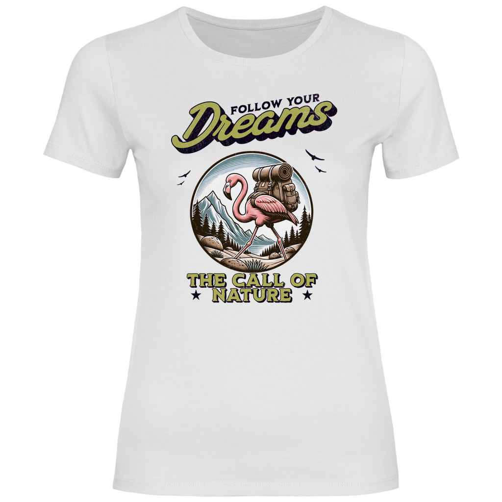 Damen T-Shirt Flamingo - The call of nature