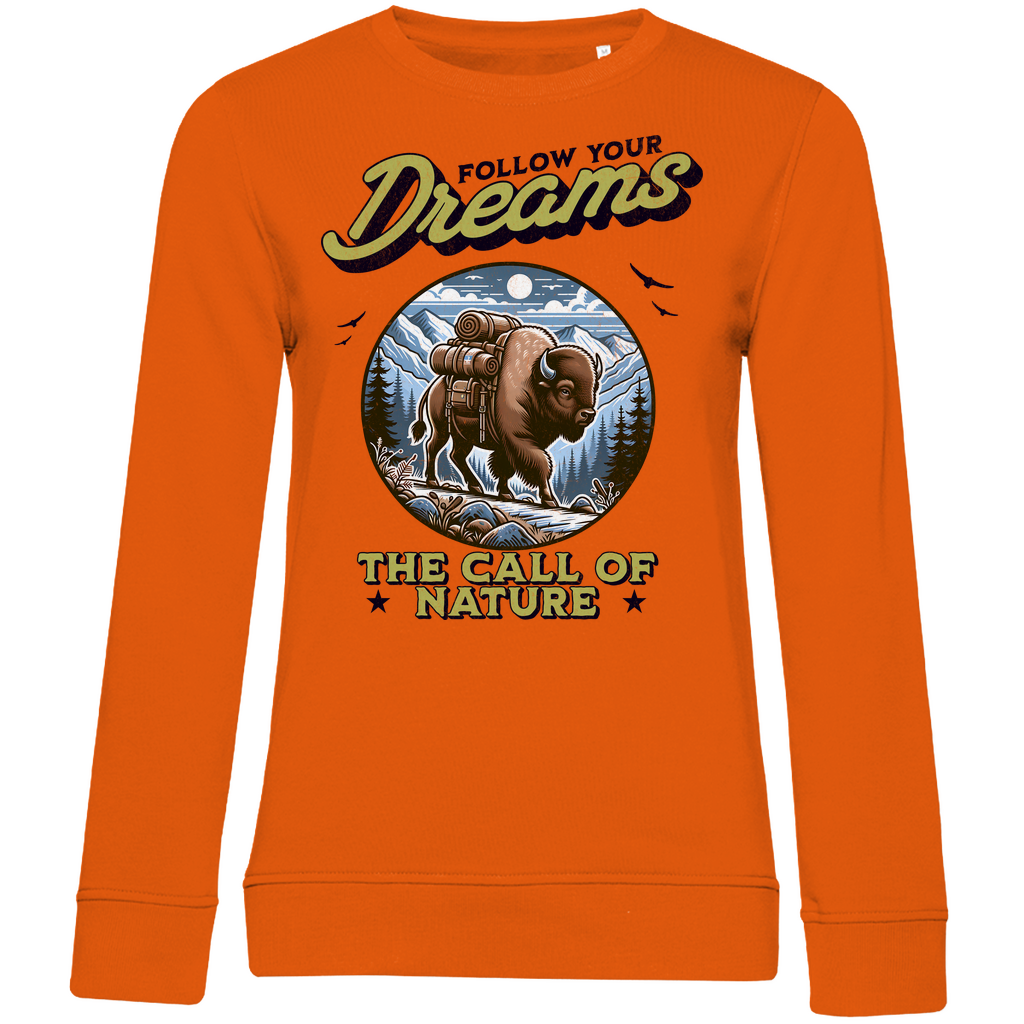 Damen Premium Bio Sweatshirt Bison  - The call of nature