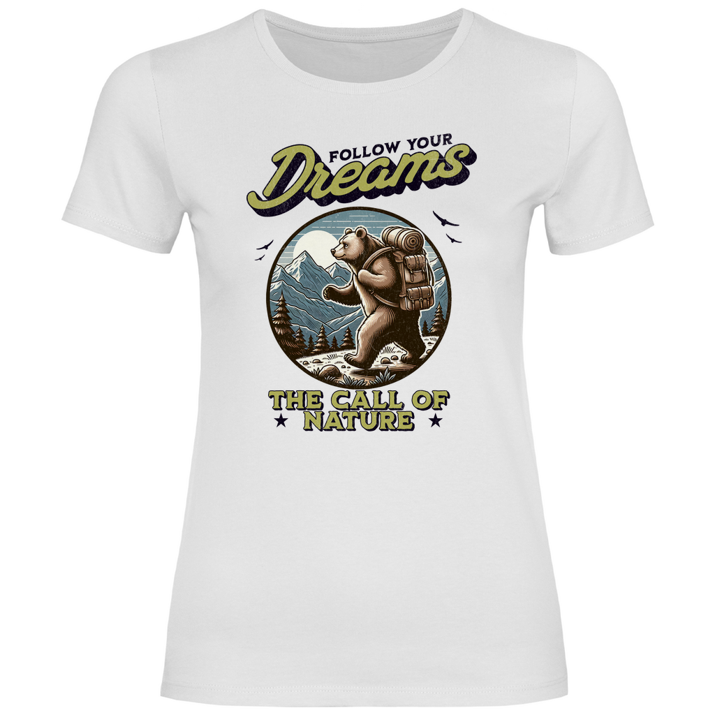 Damen T-Shirt Grizzly Bär - The call of nature