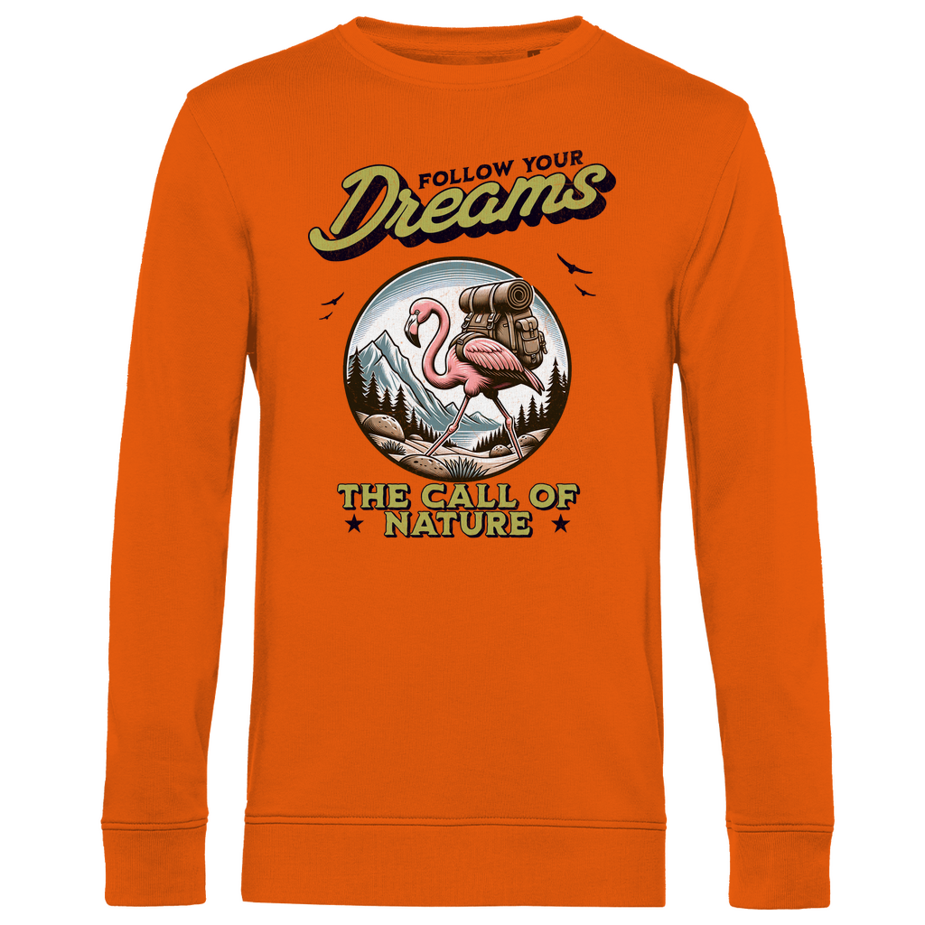 Herren Premium Bio Sweatshirt Flamingo - The call of nature