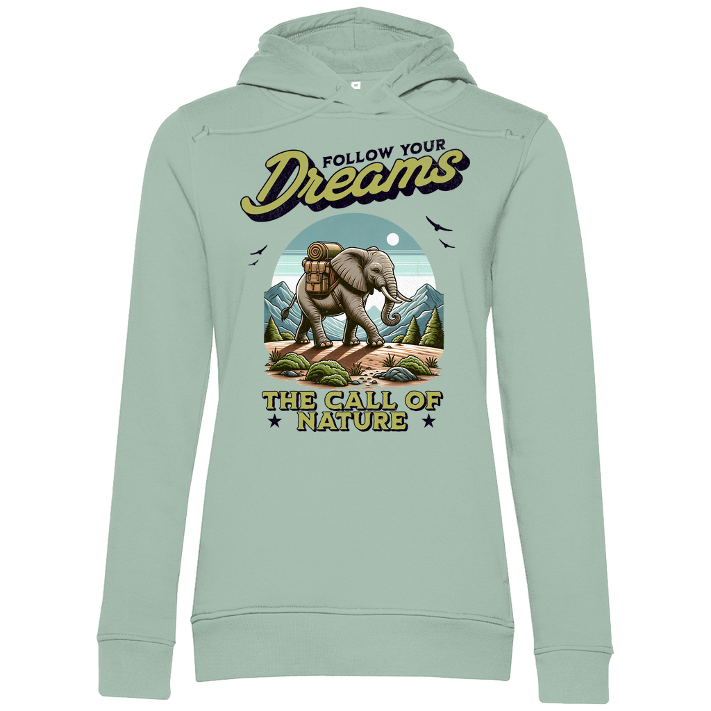 Damen Premium Bio Hoodie Elefant - The call of nature