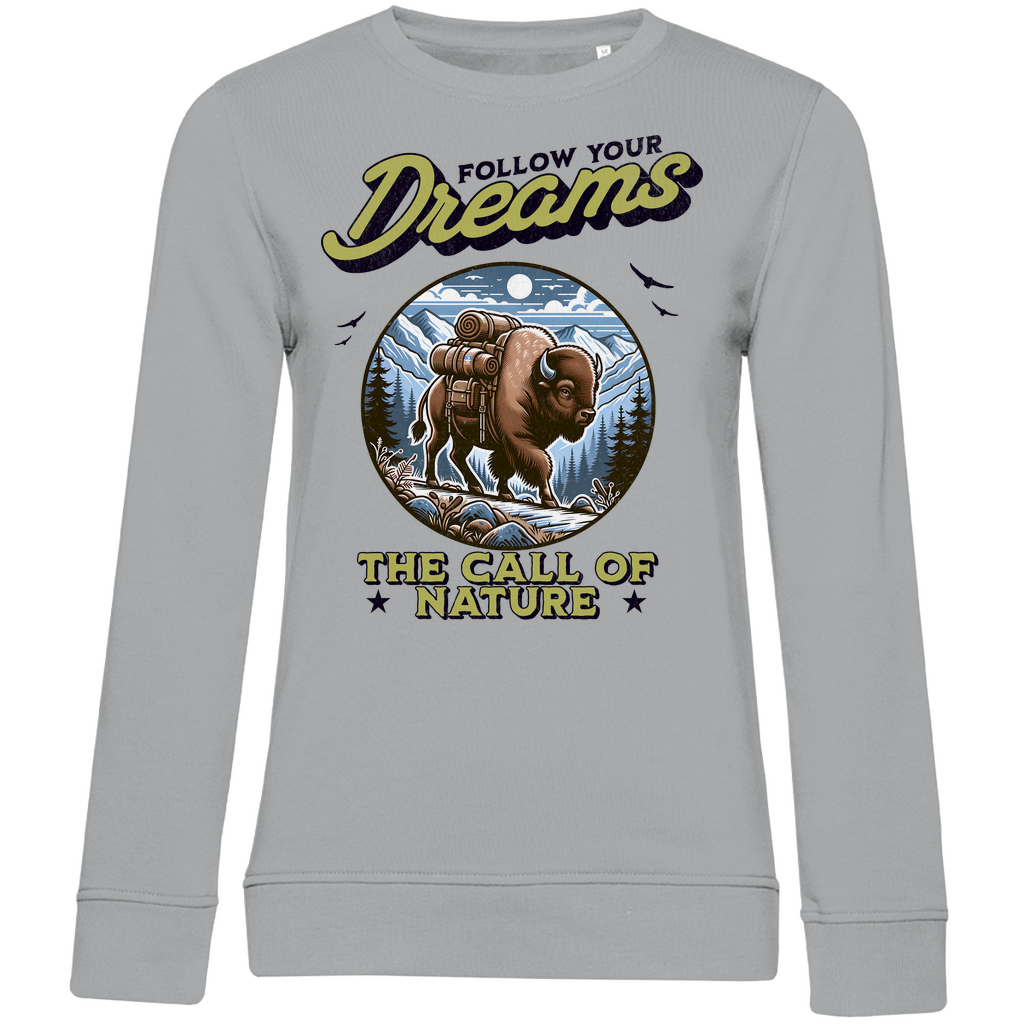 Damen Premium Bio Sweatshirt Bison  - The call of nature