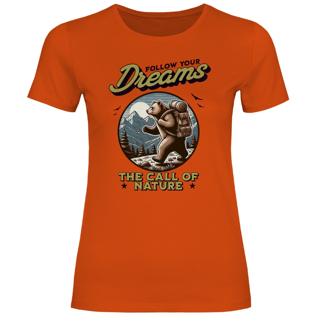 Damen T-Shirt Grizzly Bär - The call of nature