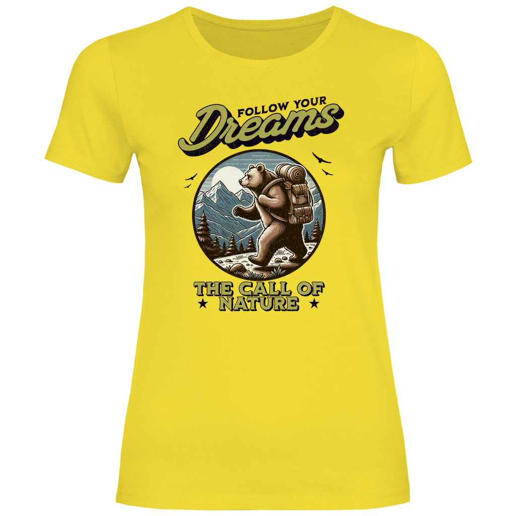 Damen T-Shirt Grizzly Bär - The call of nature