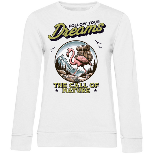 Damen Premium Bio Sweatshirt Flamingo - The call of nature