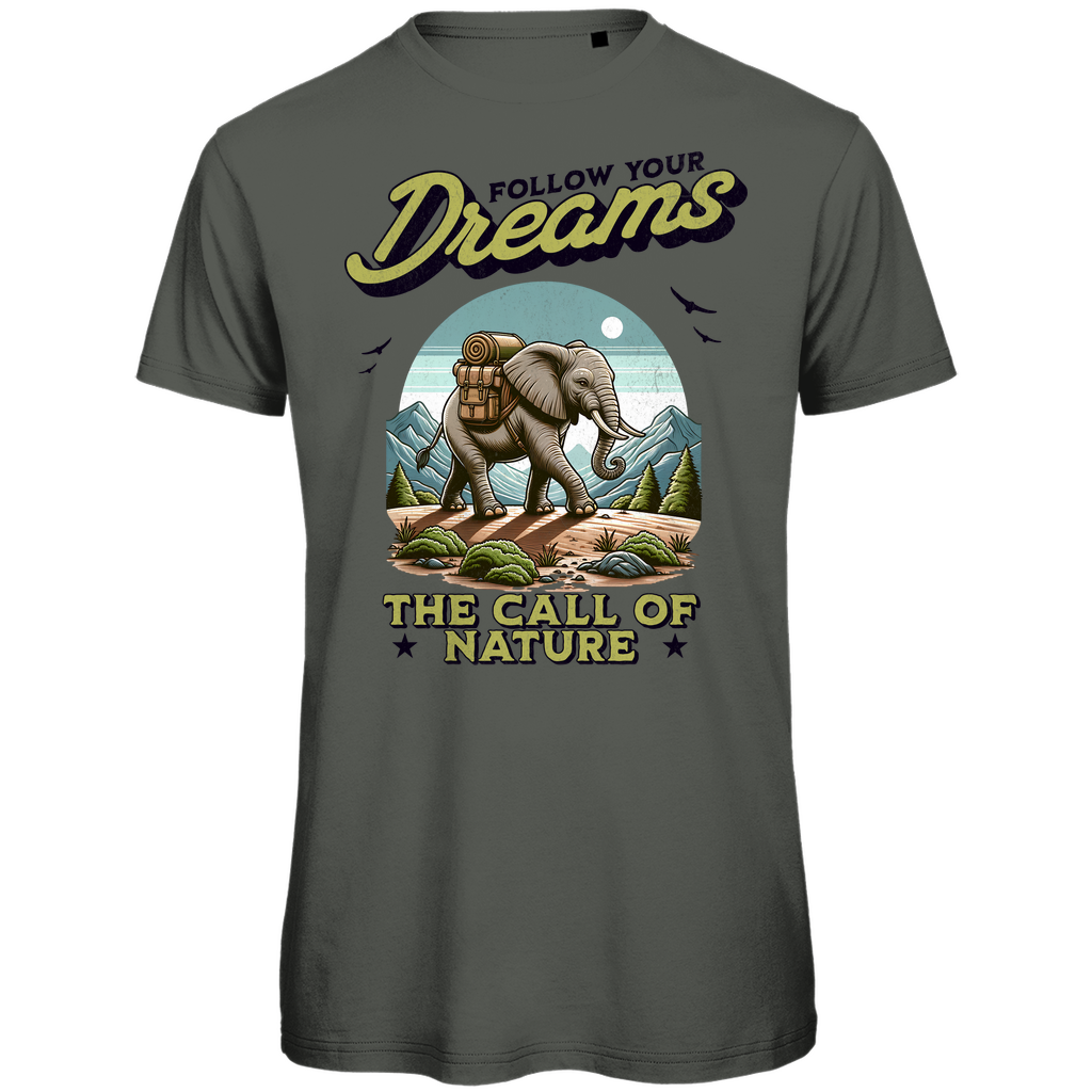 Herren Premium Bio T-Shirt Elefant - The call of nature