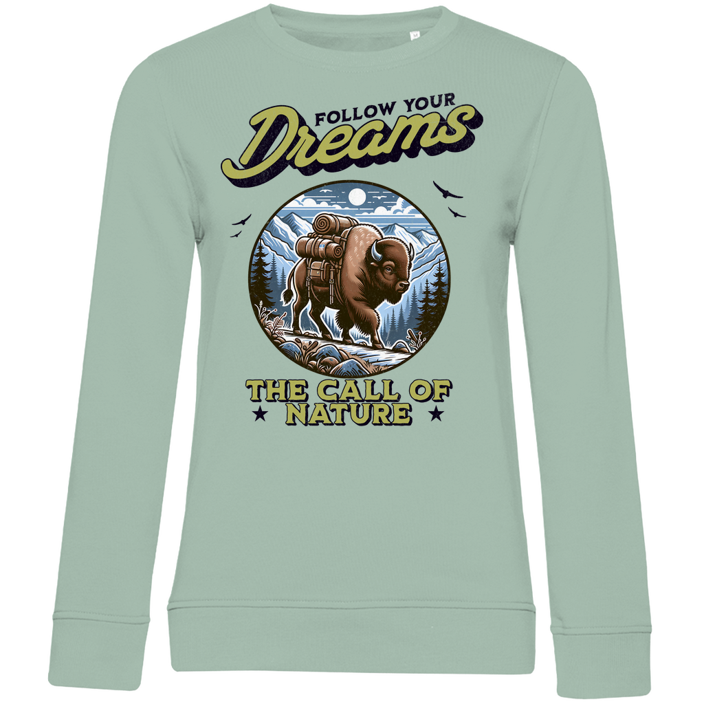 Damen Premium Bio Sweatshirt Bison  - The call of nature