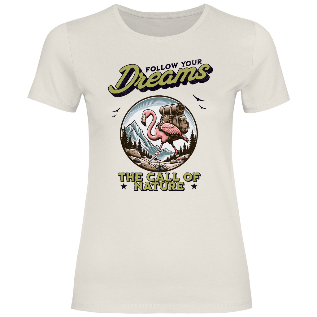 Damen T-Shirt Flamingo - The call of nature