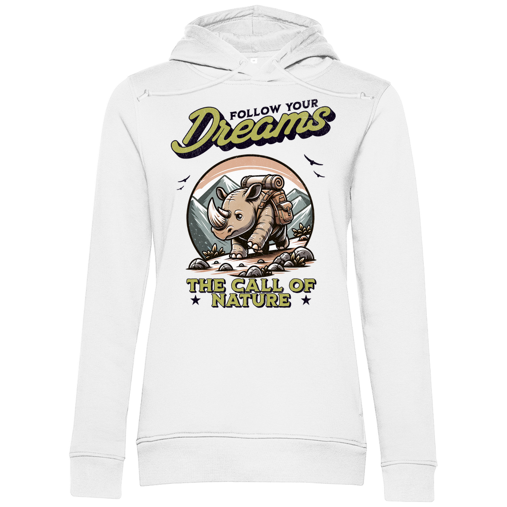 Damen Premium Bio Hoodie Nashorn - The call of nature