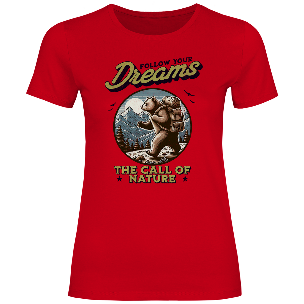 Damen T-Shirt Grizzly Bär - The call of nature