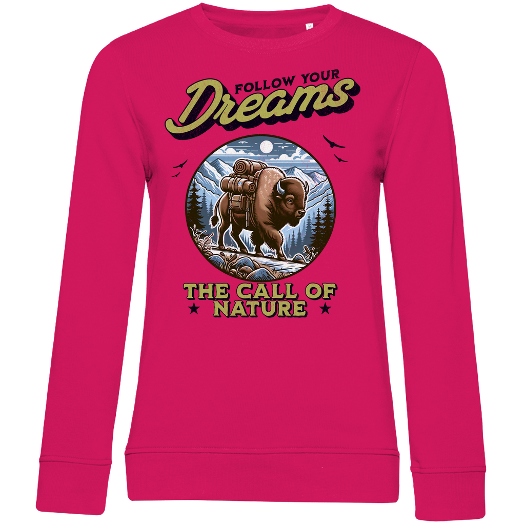 Damen Premium Bio Sweatshirt Bison  - The call of nature