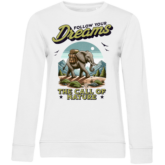 Damen Premium Bio Sweatshirt Elefant - The call of nature