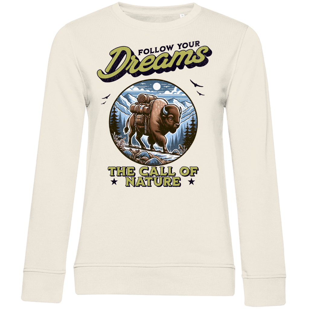 Damen Premium Bio Sweatshirt Bison  - The call of nature