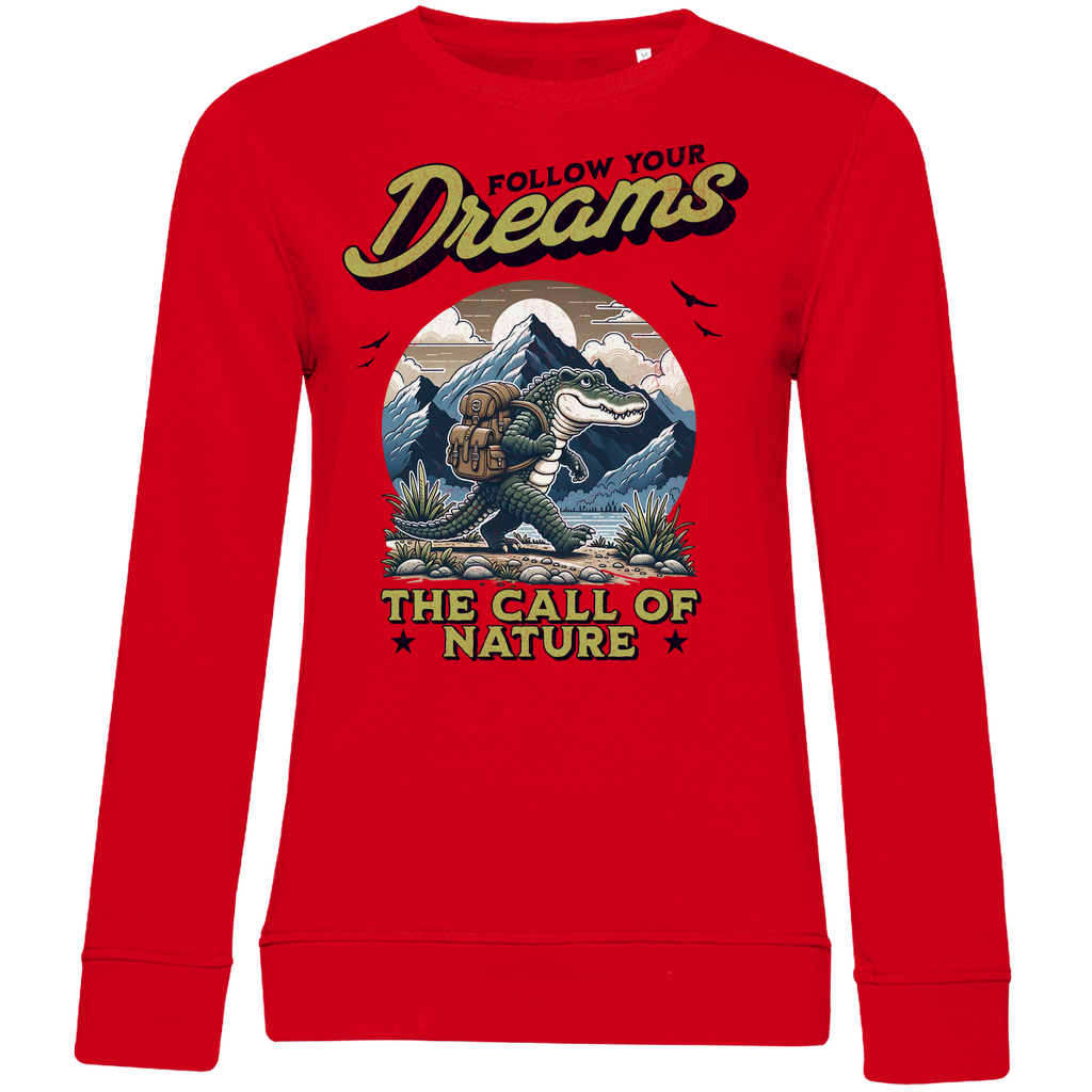 Damen Premium Bio Sweatshirt Krokodil - The call of nature