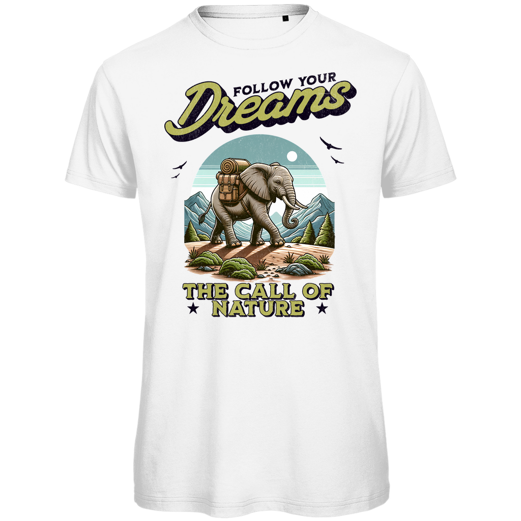 Herren Premium Bio T-Shirt Elefant - The call of nature