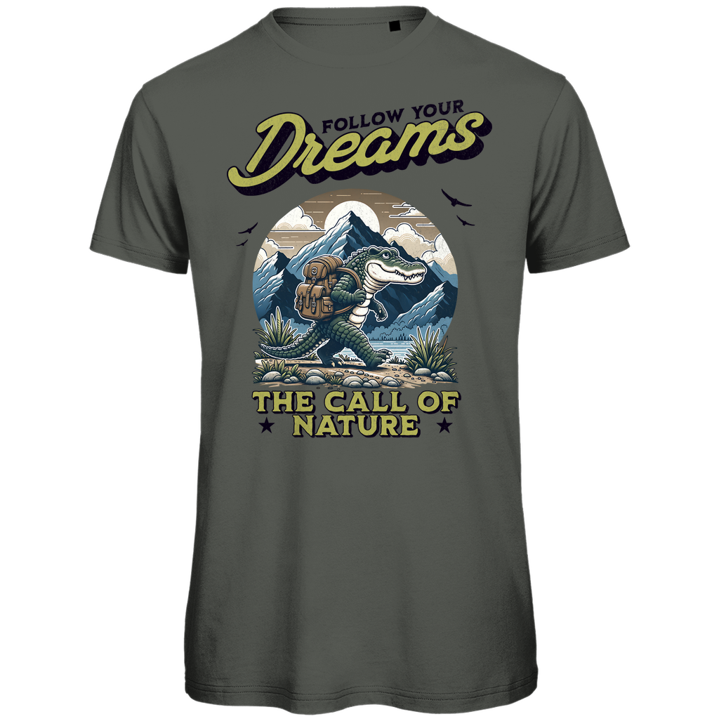 Herren Premium Bio T-Shirt Krokodil - The call of nature