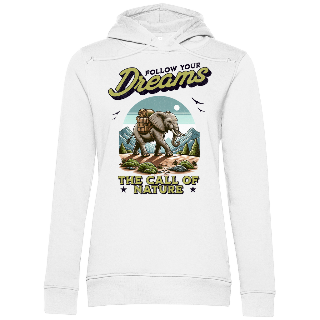 Damen Premium Bio Hoodie Elefant - The call of nature