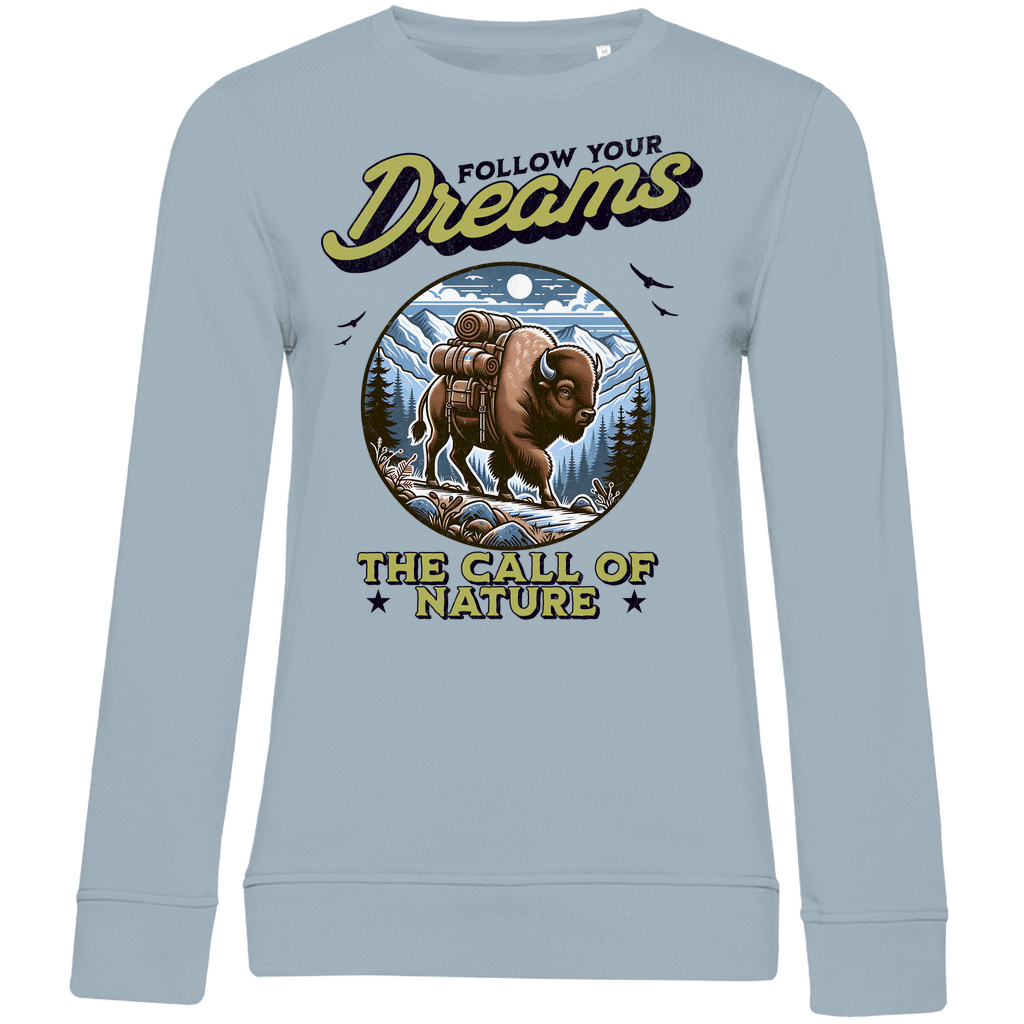 Damen Premium Bio Sweatshirt Bison  - The call of nature