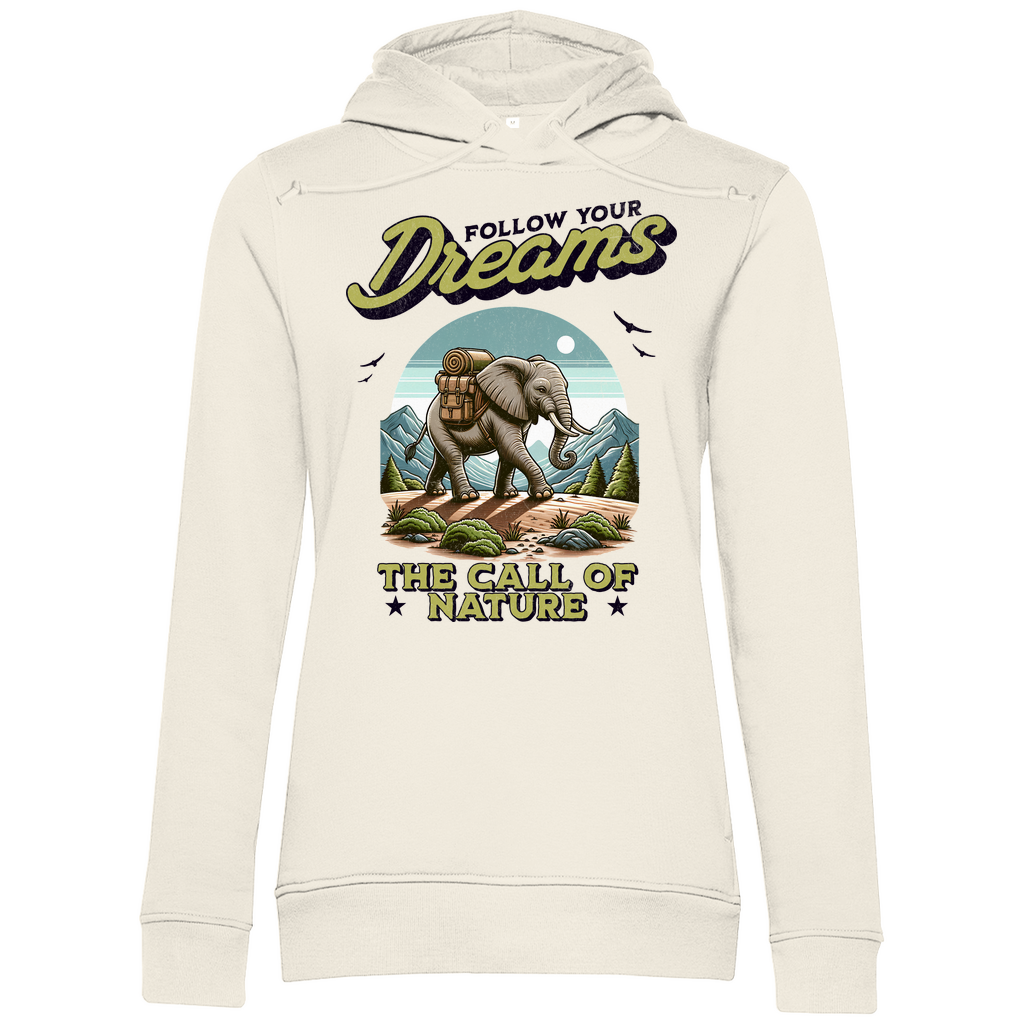 Damen Premium Bio Hoodie Elefant - The call of nature