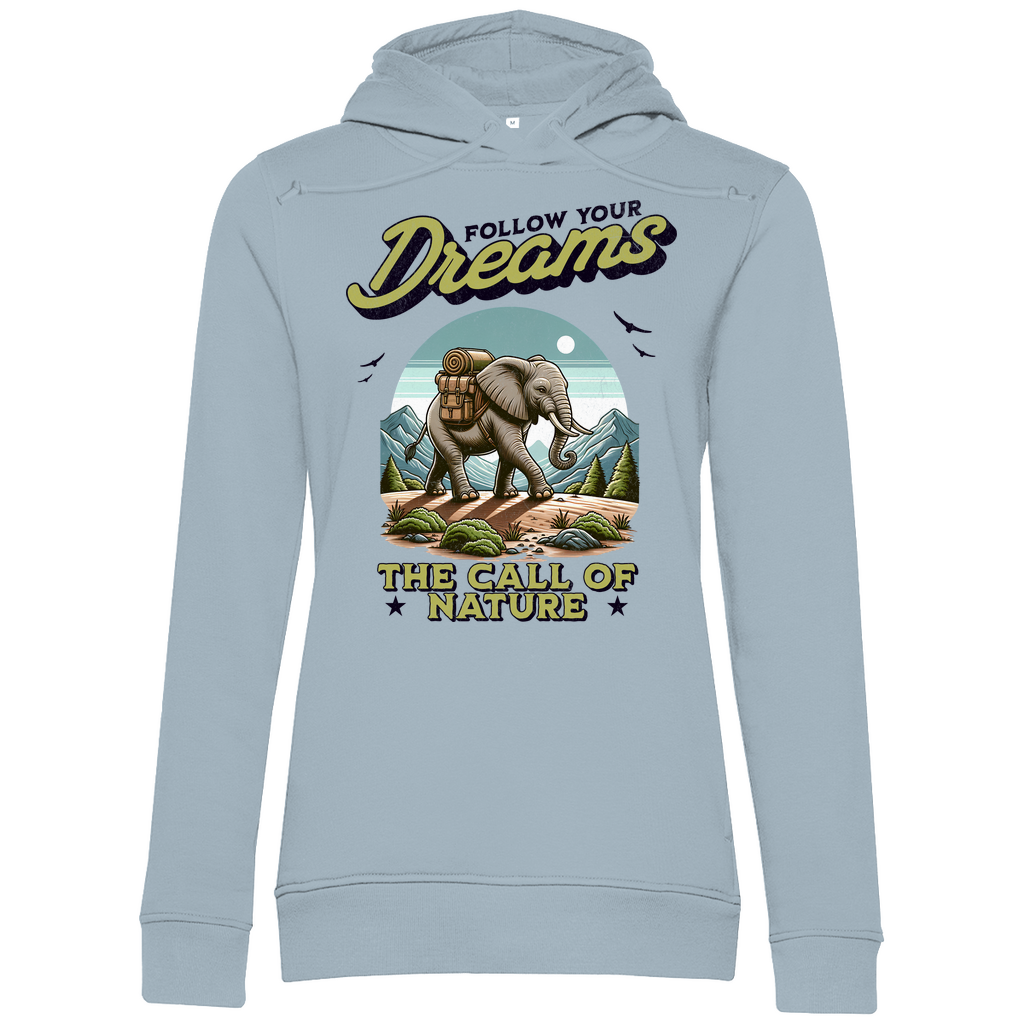 Damen Premium Bio Hoodie Elefant - The call of nature