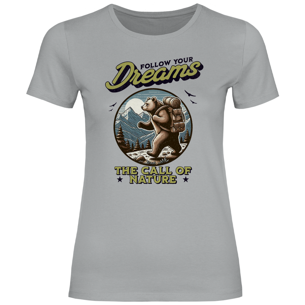 Damen T-Shirt Grizzly Bär - The call of nature