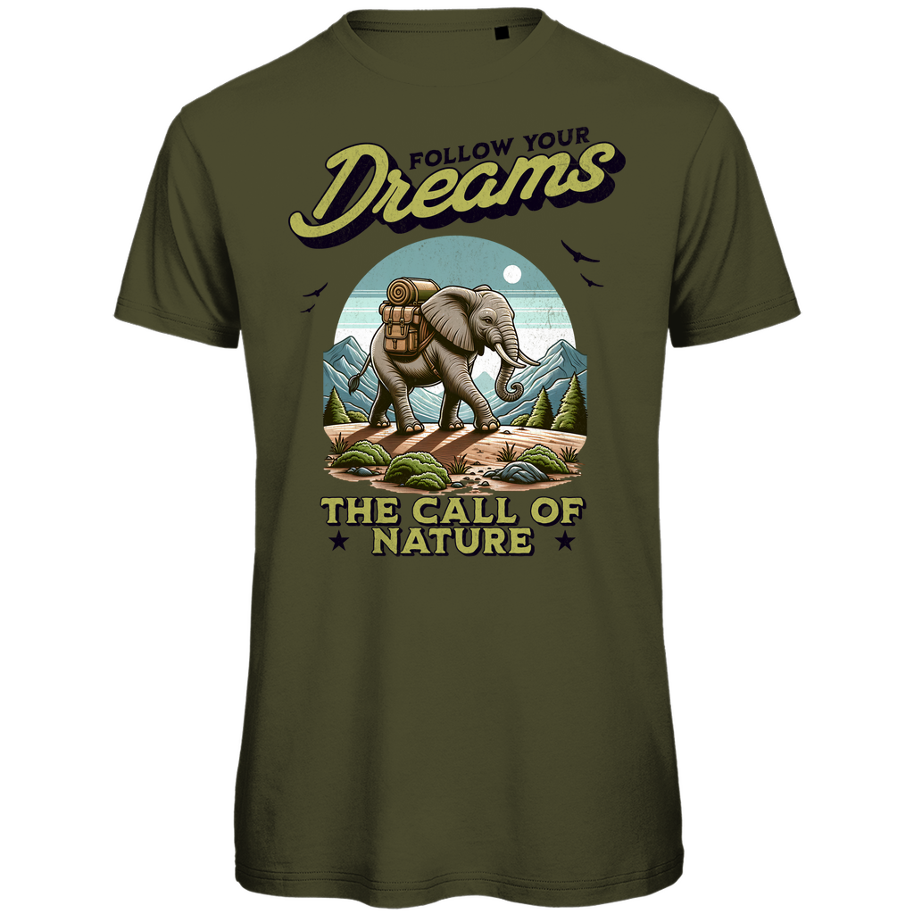 Herren Premium Bio T-Shirt Elefant - The call of nature