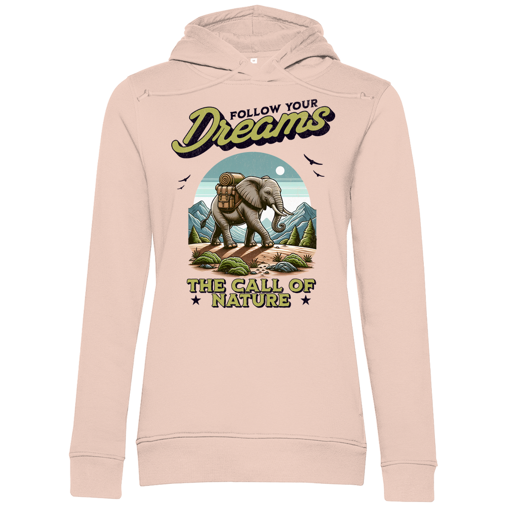 Damen Premium Bio Hoodie Elefant - The call of nature