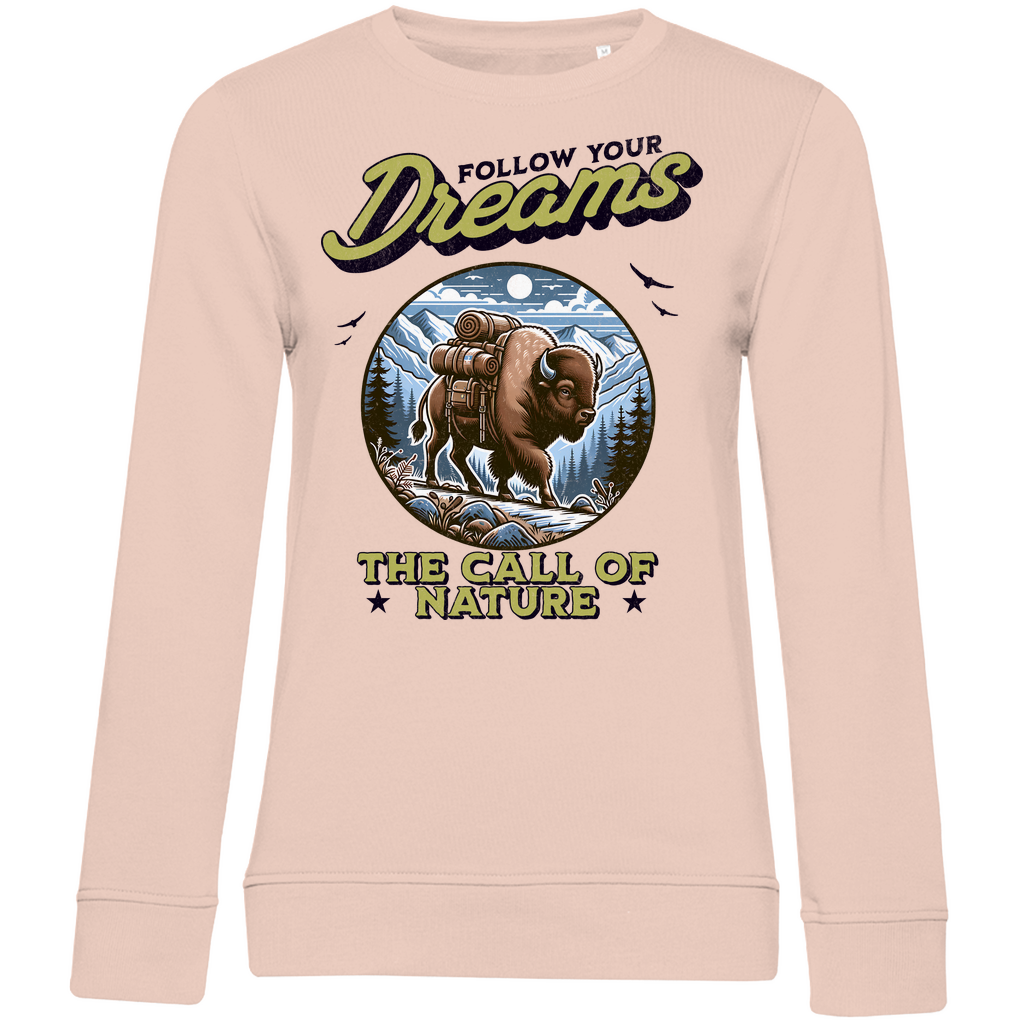 Damen Premium Bio Sweatshirt Bison  - The call of nature