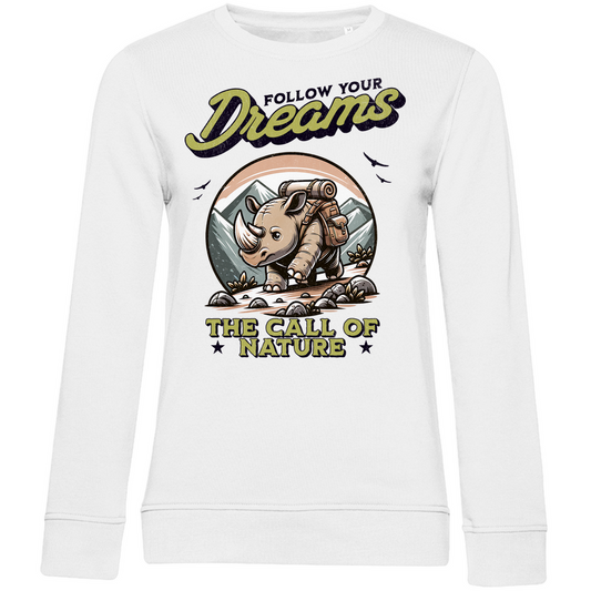 Damen Premium Bio Sweatshirt Nashorn - The call of nature