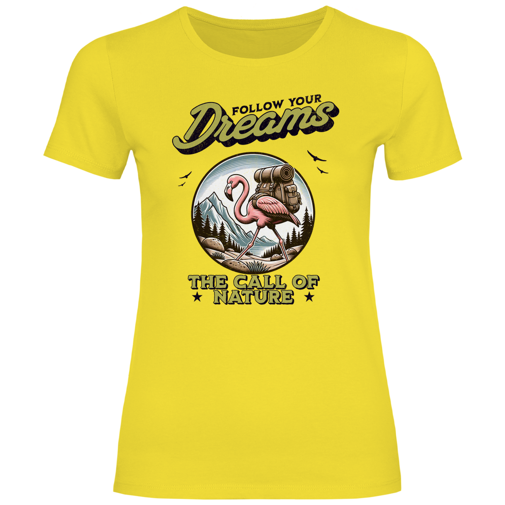 Damen T-Shirt Flamingo - The call of nature