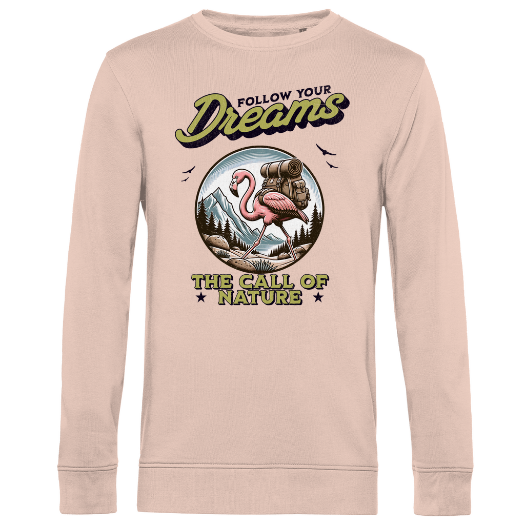 Herren Premium Bio Sweatshirt Flamingo - The call of nature